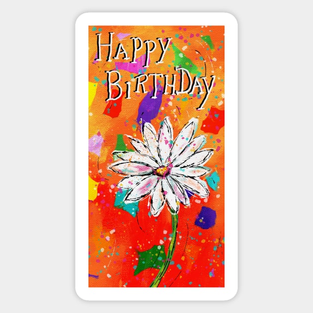 Whimsical, colorful Happy Birthday card Sticker by gldomenech